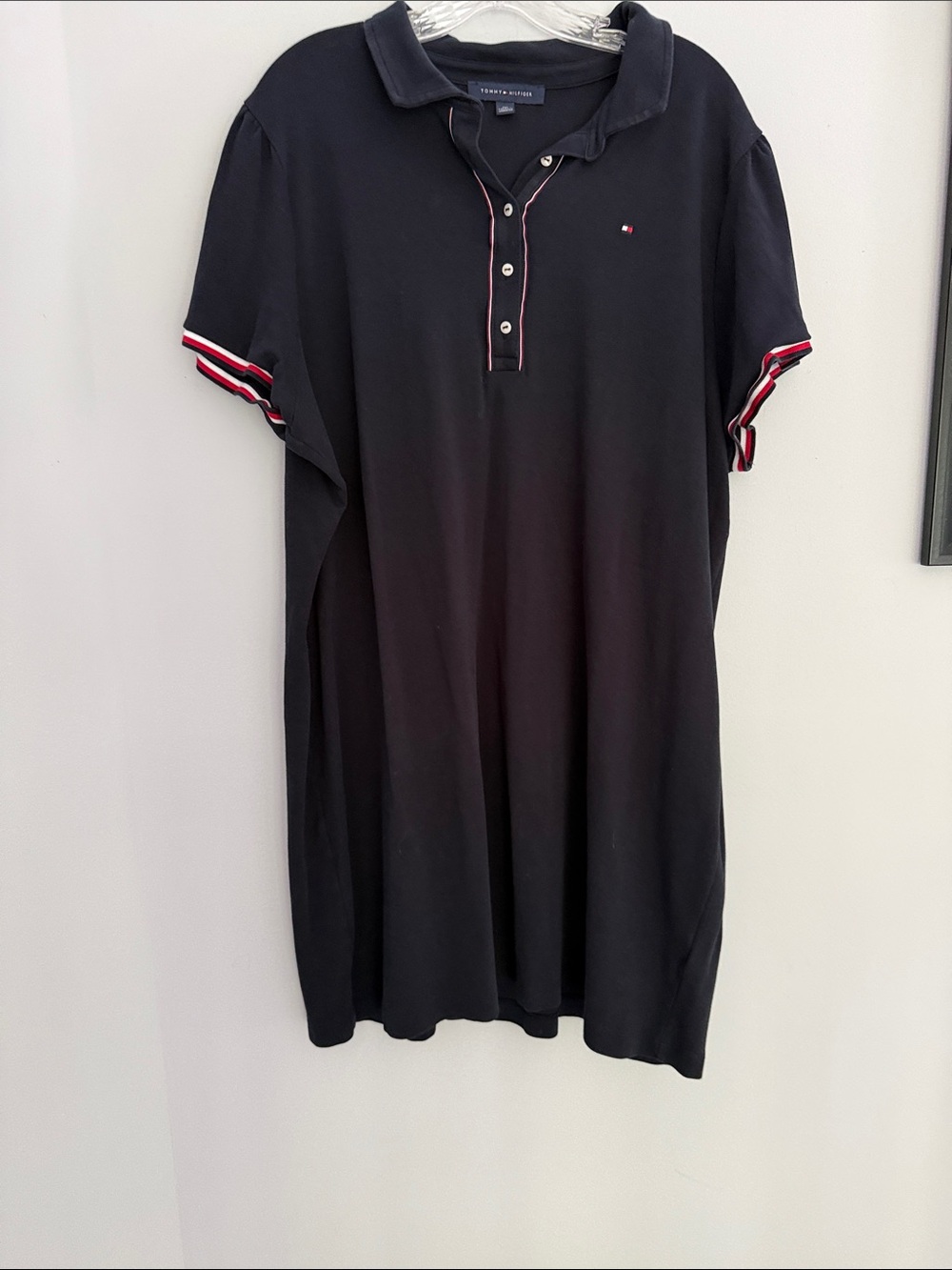Tommy Hilfiger Navy Polo Mini Dress with Red & White Trim